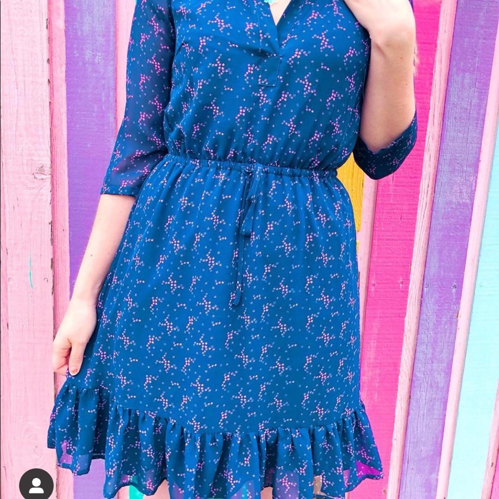 Chiffon shirt dress with ruffle hem